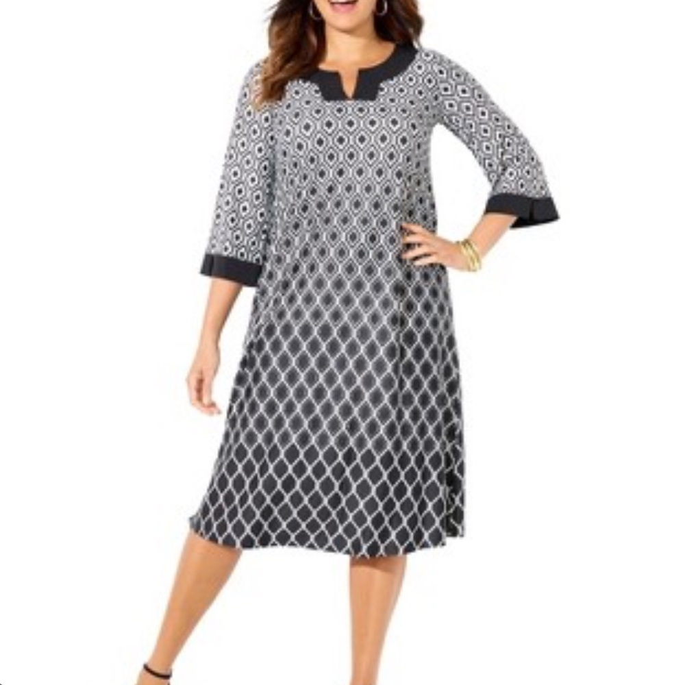 Geometric Black and White Dress